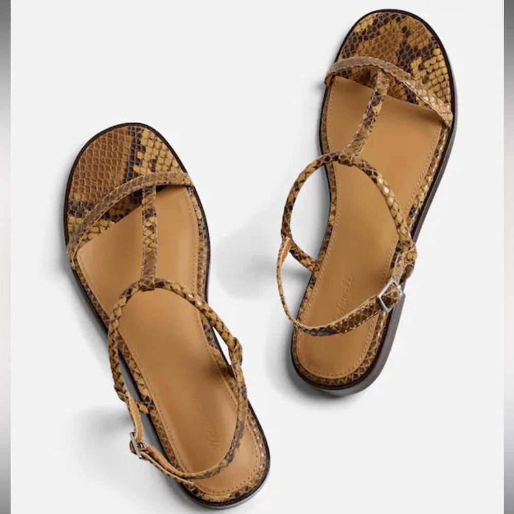 Madewell Bev T-Strap Sepia Multi Minimal Sandals